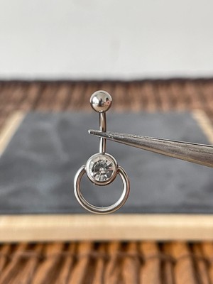 Aida Jewelss %100 Cerrahi Çelik Tektaş Halka Göbek Piercingi