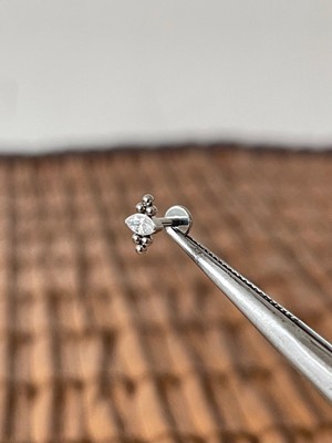 Aida Jewelss Yüksek Kalite G23 Titanium Markiz 6 Top Zirkon Titanyum 6x1.2mm Labret Piercing