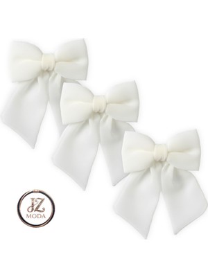 Jz Moda 3'lü Şifon Fiyonk Otomatik Klipsli Toka Seti - Farklı Renk Seçenekli Kurdele Saç Aksesuarı