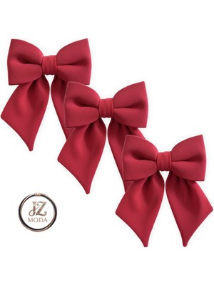 Jz Moda 3'lü Şifon Fiyonk Otomatik Klipsli Toka Seti - Farklı Renk Seçenekli Kurdele Saç Aksesuarı