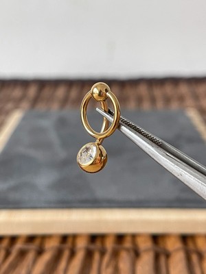 Aida Jewelss %100 Cerrahi Çelik Tektaş Halka Göbek Piercingi