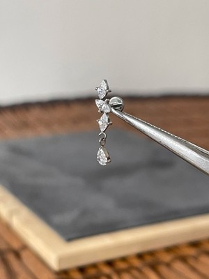 Aida Jewelss Yüksek Kalite G23 3 Markiz Damla Sallantı Zirkon Titanyum 6x1.2mm Labret Piercing