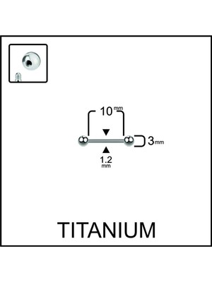 Aida Jewelss Yüksek Kalite G23 Titanium  Titanyum / Top 3mm x 10MM x 1.2mm Düz Bar Piercing