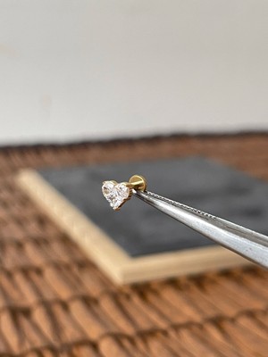 Aida Jewelss Yüksek Kalite G23 Titanium Kalp Zirkon Altın Titanyum 6x1.2mm Labret Piercing