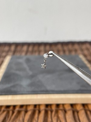 Aida Jewelss Yüksek Kalite G23 Titanium Yıldız Sallantı Zirkon Titanyum 6x1.2mm Labret Piercing