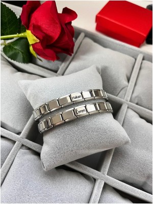 C&On Design Kişiye Özel Çift Bilekliği Italyan Charm Isim Yazılır Sevgili Bilekliği 14 Şubat Sevgililer Günü