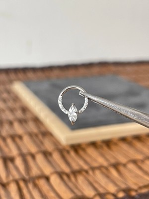 Aida Jewelss %100 Cerrahi Çelik Markiz Mod  8mm x 1.2mm Çelik Kilitli Halka Piercing