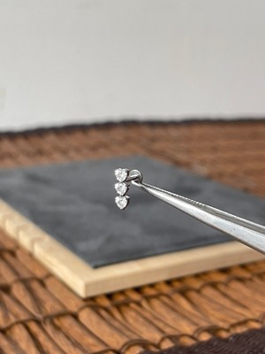 Aida Jewelss Yüksek Kalite G23 3 Kalp Zirkon Titanyum 8x1.2mm Labret Piercing