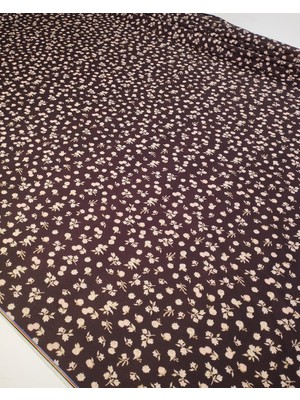 Kumaş Parça Kahve Üzeri Somon Renkte Çiçekli Jarse Kumaş 150X180CM
