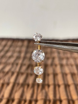 Aida Jewelss Yüksek Kalite G23 Titanium 3 Daire Sallantı Zirkon Altın Titanyum Göbek Piercing