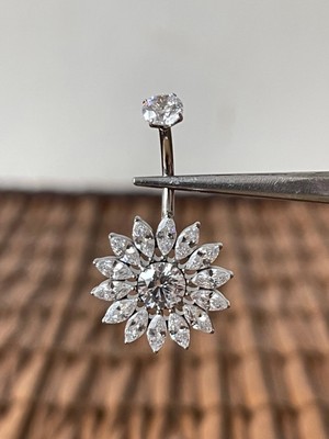 Aida Jewelss Yüksek Kalite G23 Titanium Markiz Çiçek Zirkon Titanyum Göbek Piercing