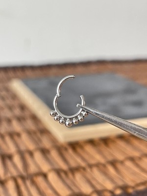 Aida Jewelss %100 Cerrahi Çelik Yedi Toplu Kilitli Çelik Halka Septum Piercing