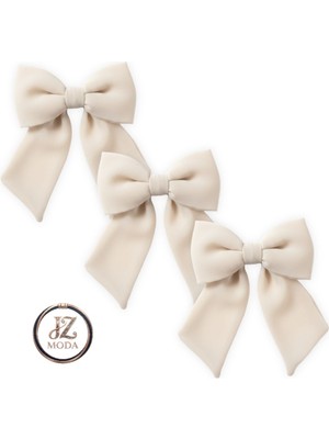 Jz Moda 3'lü Şifon Fiyonk Otomatik Klipsli Toka Seti - Farklı Renk Seçenekli Kurdele Saç Aksesuarı