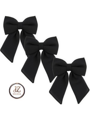 Jz Moda 3'lü Şifon Fiyonk Otomatik Klipsli Toka Seti - Farklı Renk Seçenekli Kurdele Saç Aksesuarı