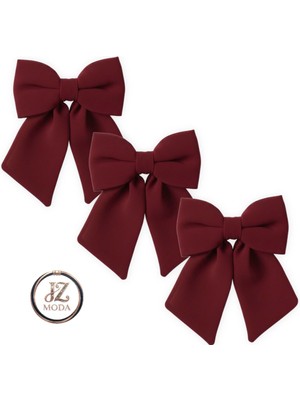 Jz Moda 3'lü Şifon Fiyonk Otomatik Klipsli Toka Seti - Farklı Renk Seçenekli Kurdele Saç Aksesuarı