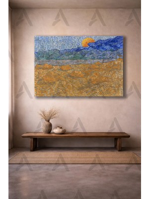 Artease Vincent van Gogh Buğday Demetleri ve Yükselen Ay (1889) Kanvas Tablo