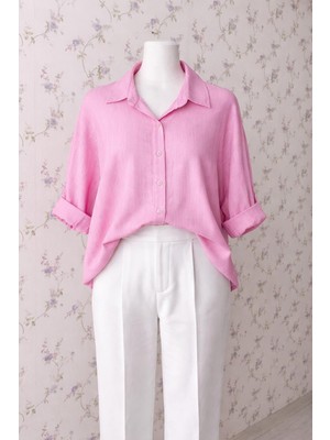 Aleksandrit Butik Pembe Yazlık Kadın Gömlek