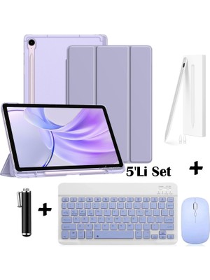 M.TK Moveteck Samsung Galaxy S9 Fe / S10 Fe / S10 Lite 10.9 Inç Uyumlu Smart Flip Kılıf + Bluetoothlu Klavye + Mause + Dokunmatik Stylus Kalem 5'li Set