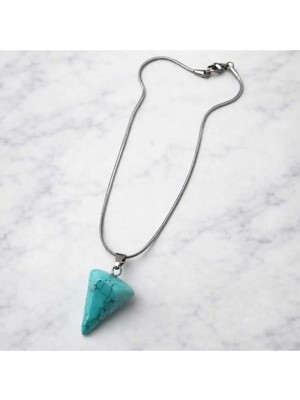 Banum Luxury Doğal Fıruza Taşlı Çelik Kolye