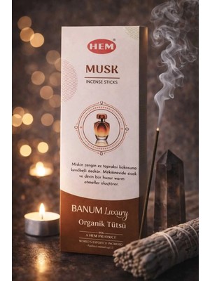 Banum Luxury Organik Doğal El Yapımı Misk Harika Kokulu Çubuk Tütsü 25GR