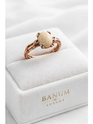 Banum Luxury Doğal Jasper Taşlı El Işi Şık Bakır Yüzük