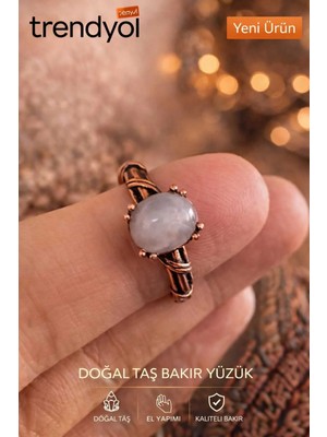 Banum Luxury Doğal Angelita-Melek Taşlı Şık El Işi Bakır Yüzük