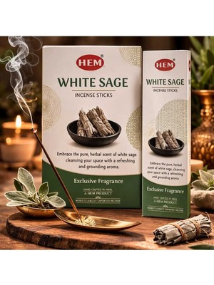 Banum Luxury Ilk Organik El Yapımı Çubuklu Beyaz Adaçayı Tütsü Bitkisel Aroma Rahatlatıcı Ferahlık 12 Paket