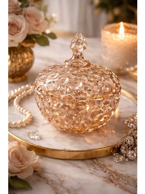 Banum Luxury Özel Serı Altın Tonlu Kapaklı Çok Amaçlı Şekerlik