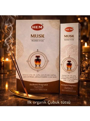 Banum Luxury Ilk Organik El Yapımı Misk Yoğun Zengin Kokulu Çubuk Tütsü 12 Adet Kutulu