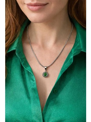 Banum Luxury Doğal Aventurın Taşlı Tasarım Çelik Kolye