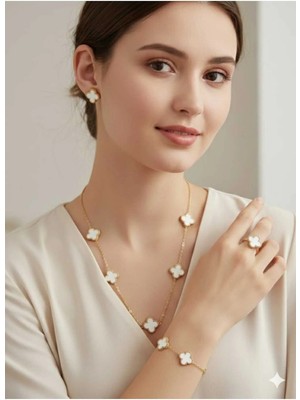 Banum Luxury Yonca Motifli Takı Seti
