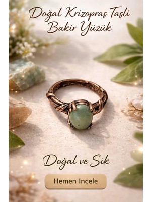 Banum Luxury Doğal Krizopras Taşli Bakir Yüzük