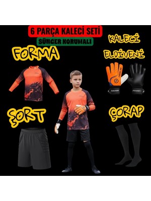 Gk Degaj Dragon Desenli Çocuk Kaleci Eldiveni Sünger Destekli Çocuk Kaleci Forma Şort Çorap Takımı