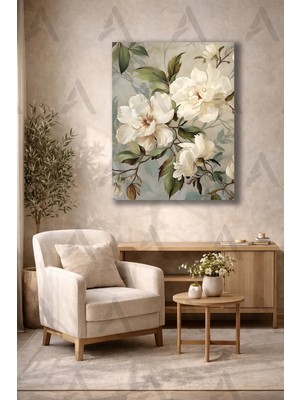 Artease Modern Beyaz Soft Çiçekler Kanvas Tablo