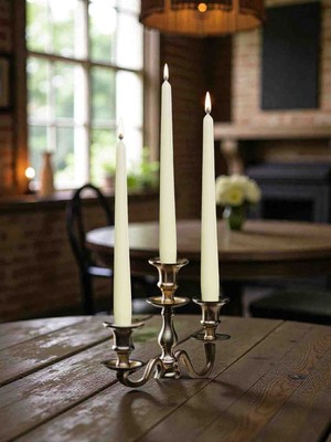 İV BLUE PURPLE Chandalier 6'lı Krem Konik Şamdan Mum