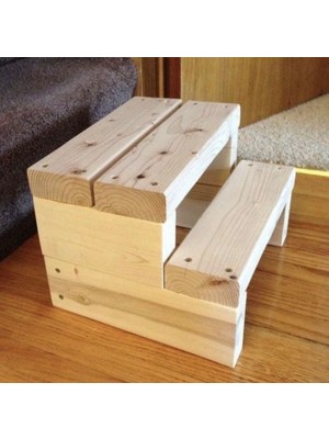 Ahşap Market Mekasan Ahşap Basamak 40 cm (En) / 22 cm (Yükseklik)