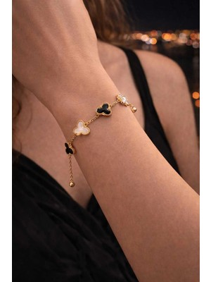 Banum Luxury Şık Tasarımlı Kelebek Siyah Beyaz Renkli Bileklik