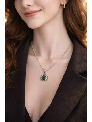 Banum Luxury Doğal Krızopras Sakinlaştirici Taş Tasarım Çelik Kolye