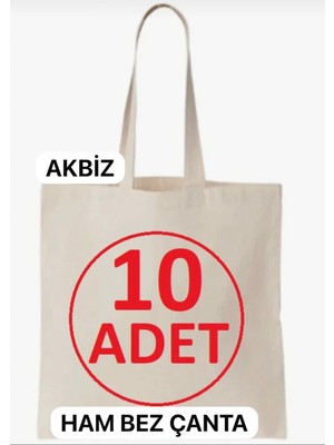 İremcee 10 Adet Baskısız Ham Bez Çanta 35X40 Ebat Kulplu Boyamaya ve Baskıya Uygundur Market ve Plaj Çantası