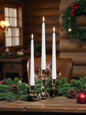 İV BLUE PURPLE Chandalier 6'lı Beyaz Konik Şamdan Mum