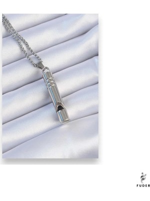 Fuder Acil Durum Düdüğü 316L Çelik Kararma Yapmaz Yüksek Desibel Kolye Unisex