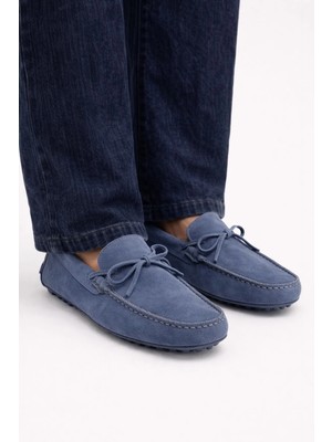 VARNAS Erkek Indigo Süet Bağcıklı Driver Loafer Günlük Casual Ayakkabı - Glader