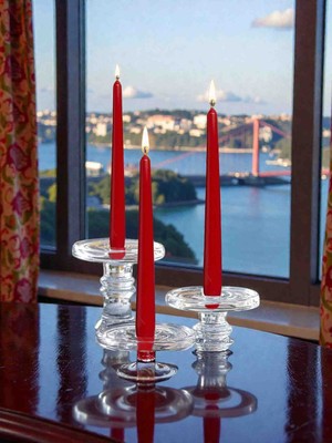 İV BLUE PURPLE Chandalier 6'lı Kırmızı Konik Şamdan Mum