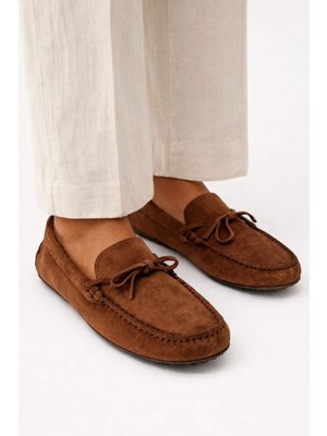 VARNAS Erkek Kahve Süet Bağcıklı Driver Loafer Günlük Casual Ayakkabı - Glader