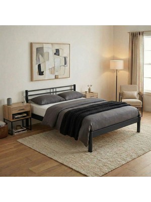 Unimet Asos-S Metal Karyola - Siyah - Konik Geçme - Konfor Destekli Latalı - 140x190/140x200/150x200/160x200