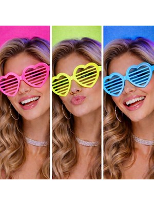 Pazarcan Mey Ithalat® Neon Fosforlu Panjur Gözlük 12 Adet – 80’ler 90’lar Parti Stili