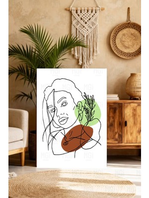 Mgi Design Soyut Kadın Yüzü Kanvas Tablo Modern Line Art Duvar Dekoru