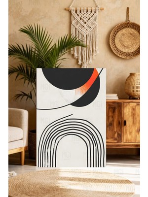 Mgi Design Kemer Formlu Soyut Modern Kanvas Tablo Siyah Turuncu Minimal Duvar Dekoru