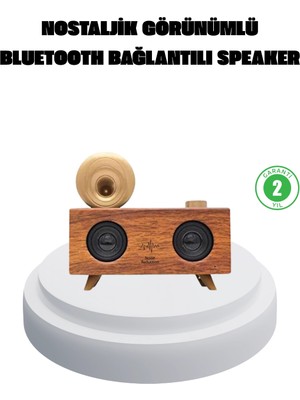 Pazarcan Mey Ithalat® Çift Hoparlörlü Bluetooth Gramofon Speaker – Fm Radyo, Usb, Sd Kart Aux Girişli