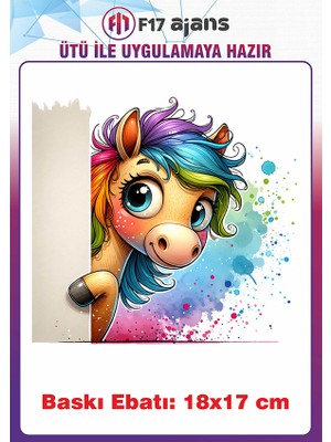 F17 Ajans Renkli Yeleli At Ütü ile Yapışan Tekstil Kumaş Tişört Dtf Baskı